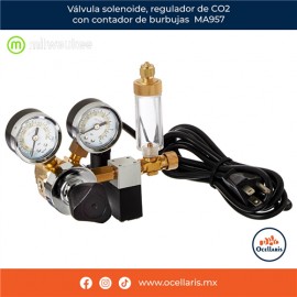 Milwaukee MA957 Válvula solenoide - Regulador de CO2 con contador de burbujas
